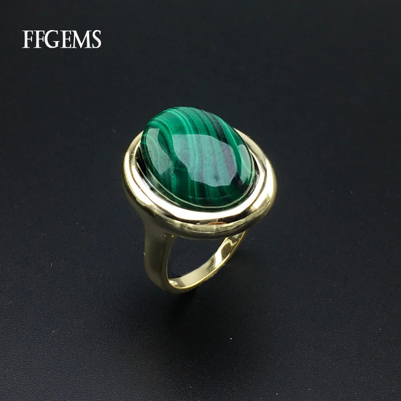 FFGems натуральное кольцо с малахитом стерлинговое серебро 925 пробы драгоценные
