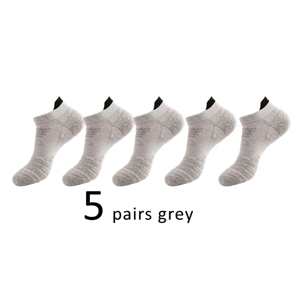 Veridical 5 Pairs Athletic Sport Running Socks For Men Colorful Cotton Breathable Deodorant Quick-Drying Ankle Boat Socks Brand gray