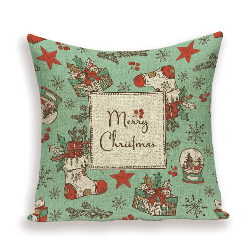 Merry Christmas Cushion Cover Christmas Tree Pillow Case Deer Linen Home Decoration Bed Pillow cases Pillows Cushions Cojin - Color: L1690-19