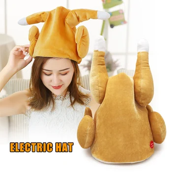 

Hot Cute Plush Toy Electronic Dance Chicken Leg Funny Hat Adjustable Birthday Gifts for Adult Children PLD