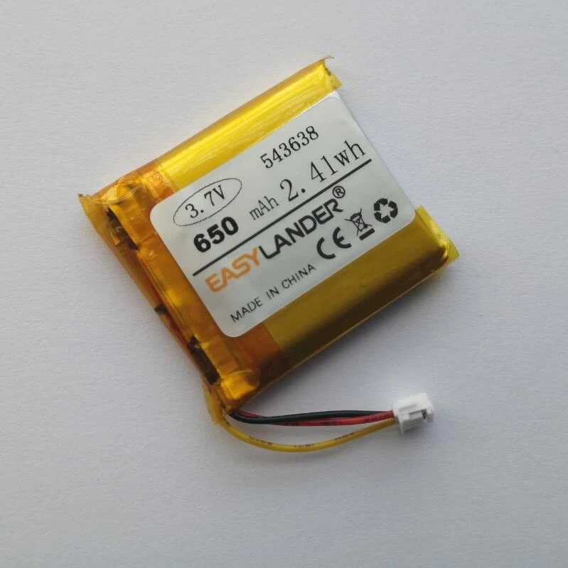 543638 650mah 3.7v Lithium Polymer Battery With Plug For Pet Gps