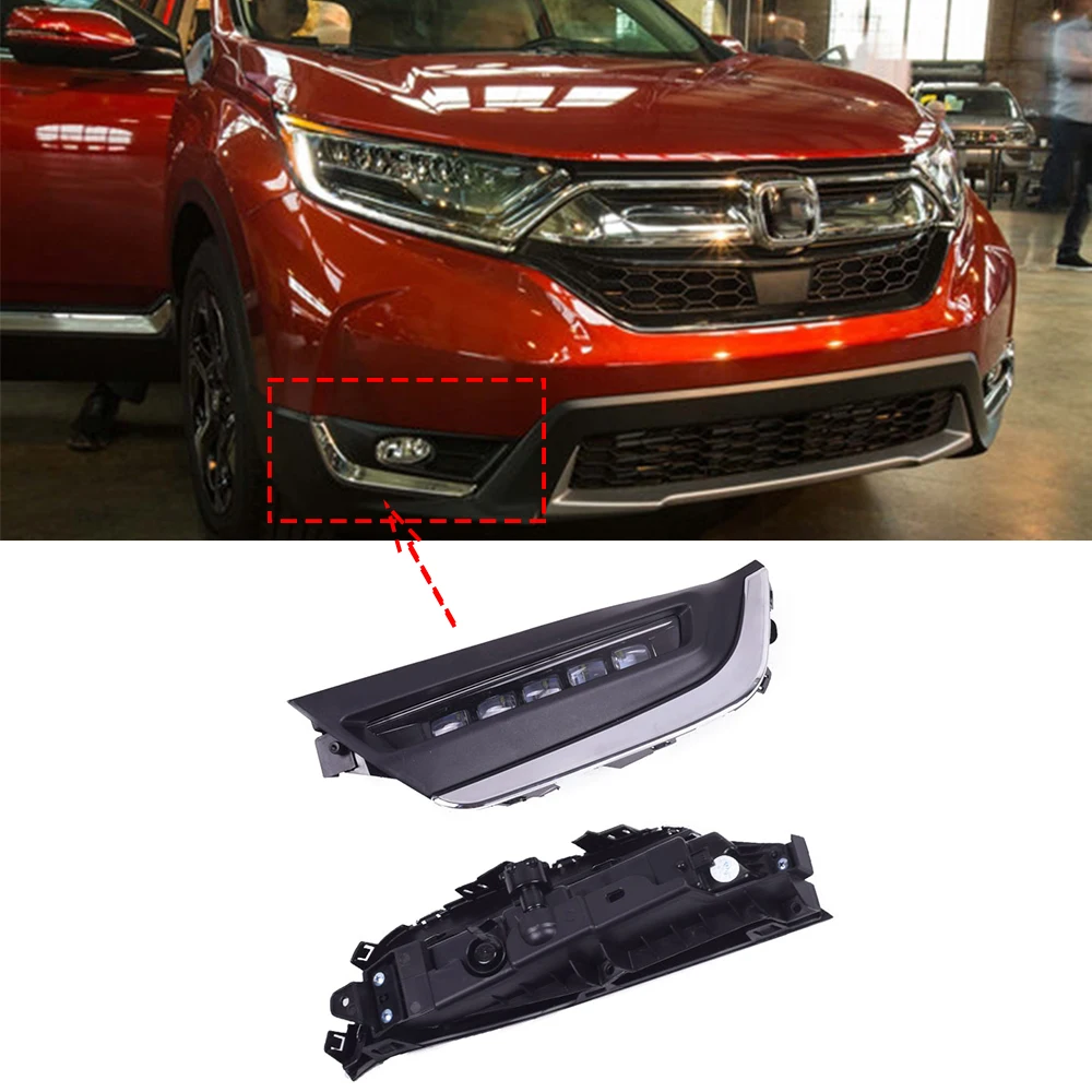 

ECAHAYAKU 1 Pair LED DRL Daytime Running Light for Honda CRV 2017 2018 Car Styling with Yellow Turn Signal Light Blue Night Lamp
