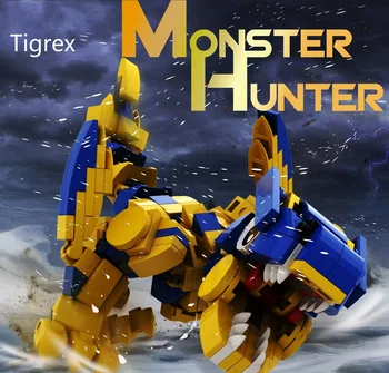 

Creative Building Block MH Tigrex，Wyvern Block Figure DIY Assemble Toy
