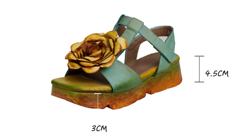 Genuine Leather Hand Painted Women Wedge Sandals Retro Flower Soft Ankle Strap Platform Sandal Retro Summer Lady Shoes High Heel (11)