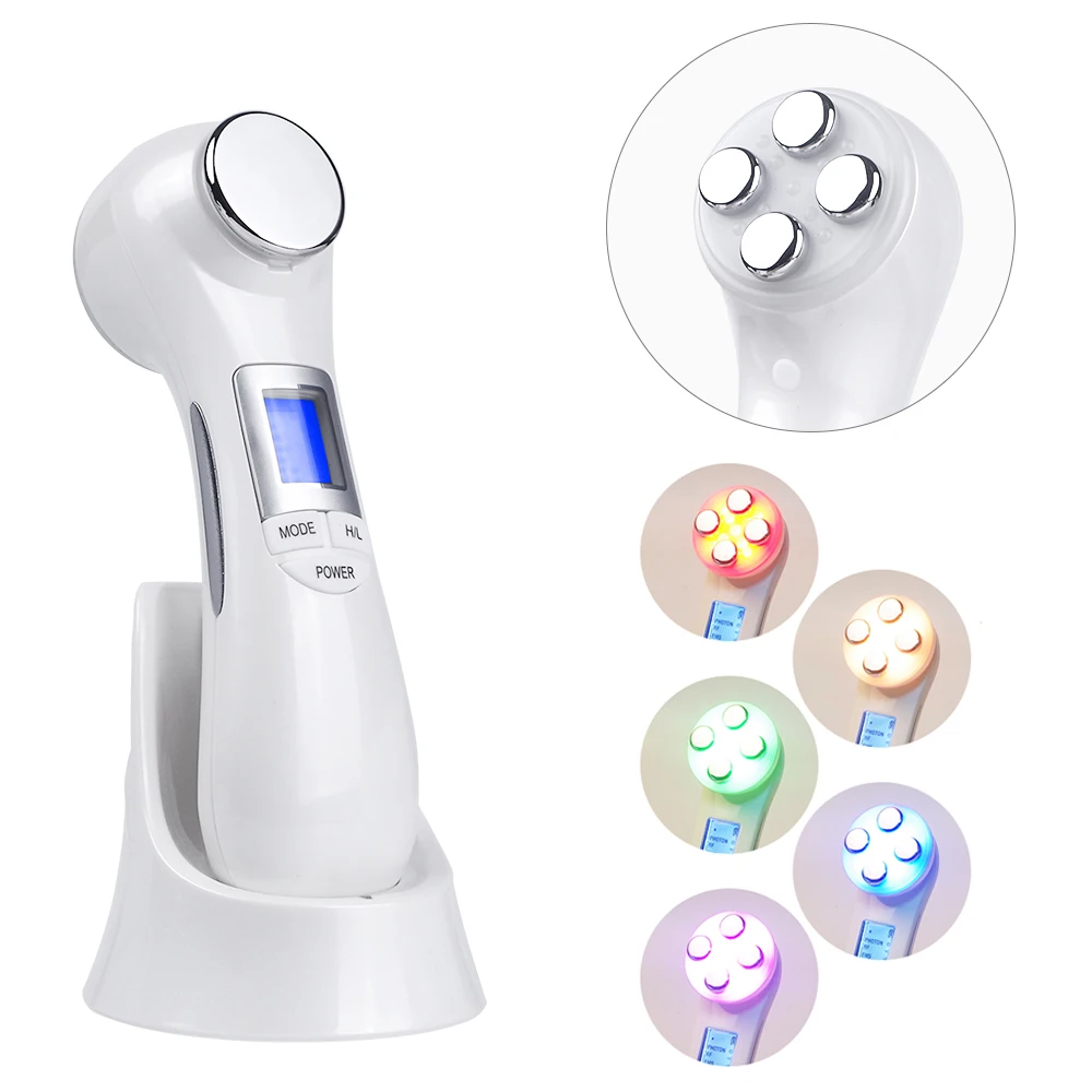 

6-in-1 LED Photon RF EMS Cleaner Ultrasound Wrinkle Remover Anti Aging Tightening Skin Care Instrument Facial Beauty Device