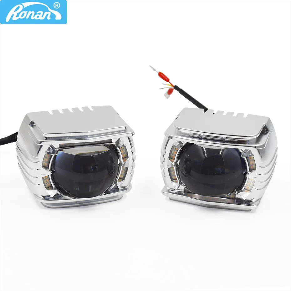 Ronan 12v 34w LED High Beam projector Lens with DRL white yellow easy install H4 H7 9005 9006 socket for Auto car retrofit