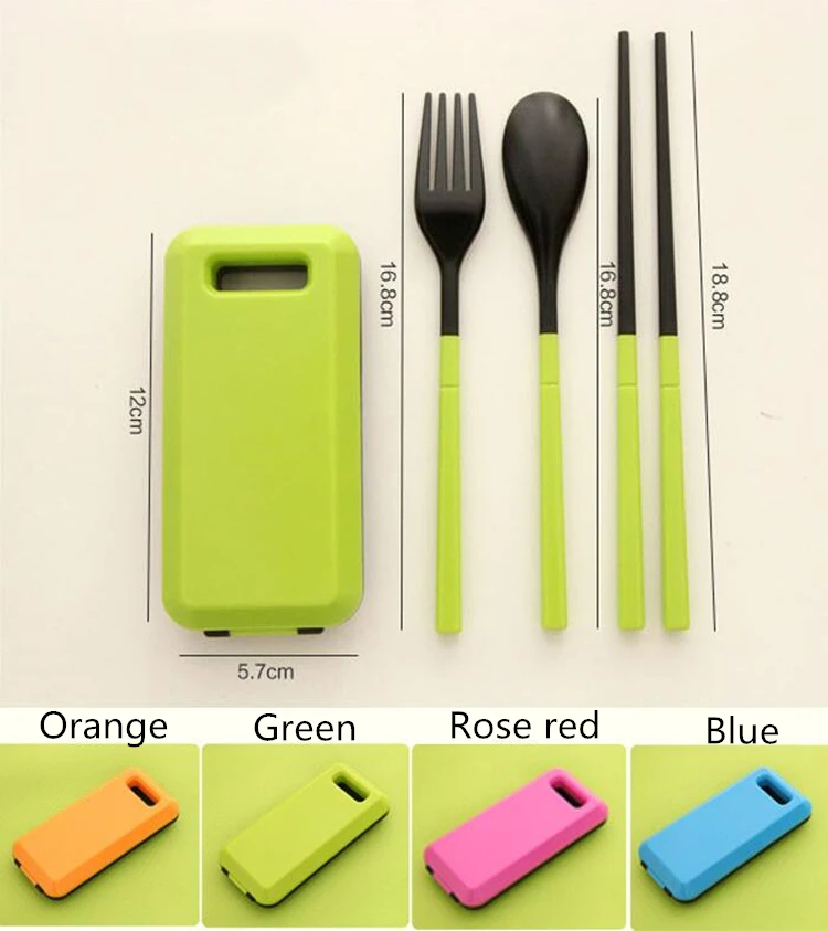 ABS пластиковая Складная ложка+ вилка+ палочки для еды, набор из трех предметов, портативная посуда, набор столовых приборов для путешествий, подарочный набор