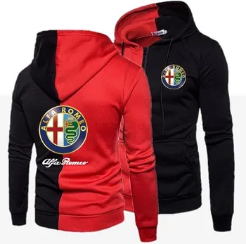 

2019 Casual Hoodies Alfa Romeo Men Fashion New Patchwork Hooded Sweatshirt Coat Mens Moletom Masculino Fashion Slim Sportswear