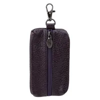 Genuine Leather Unisex Keychain Car Key Wallets Zipper Keychain Purse Men Car Keys Organizer Housekeeper Key Holder Covers Case - Цвет: Purple