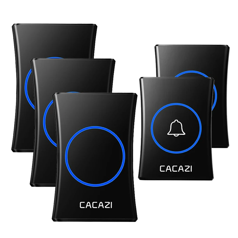 CACAZI sin hilos impermeable timbre casa 300M distancia de batería a anillo de Bell 1 botón 2 tableta amortiguador Tech accesorio beige Rojo Negro compruebe Tartan tableta amortiguador receptor enchufe UE de los EEUU Reino Unido