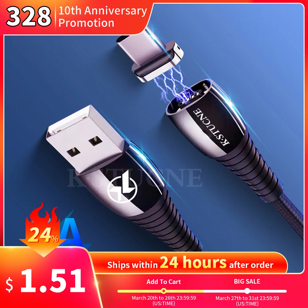 

5A Magnetic Cable Super Fast Charging Data Cable USB Type C For Huawei P9 P10 P20 Lite P30 Pro Android Phone Magnet Charge Cable