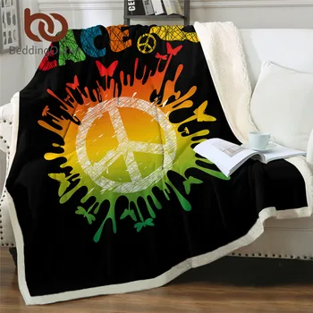 

BeddingOutlet Hippie Blankets For Bed Peace Symbol Colorful Throw Blanket Pigeon Butterfly Bedding Hipster Soft Fluffy Blanket