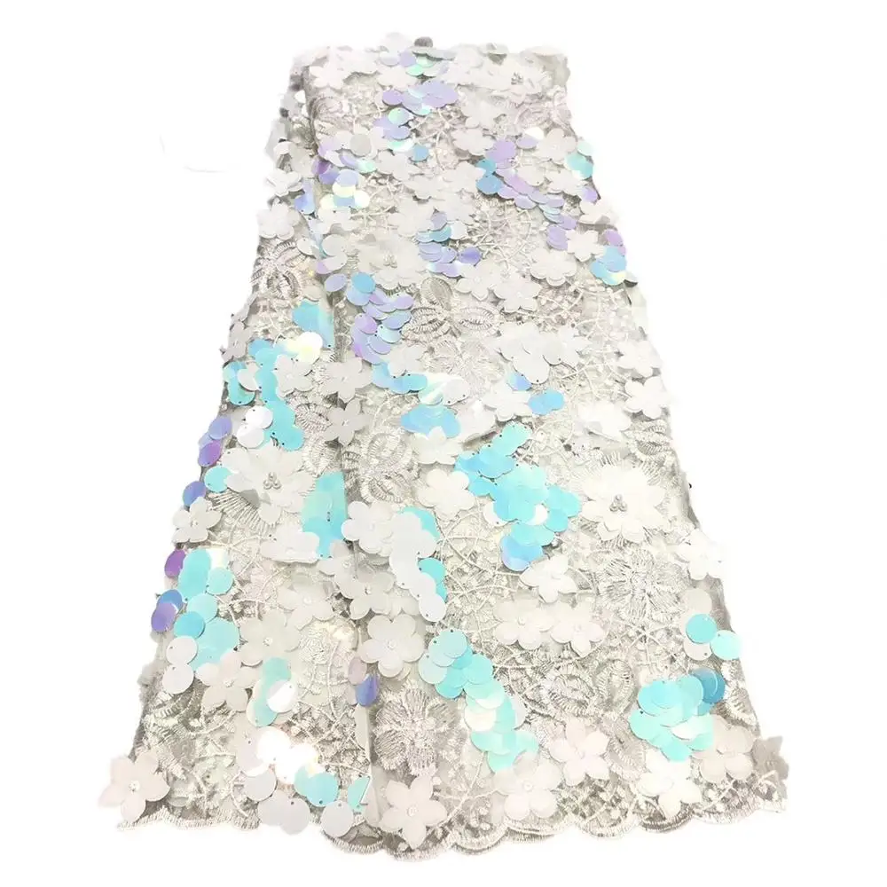 White aqua lace Большая блестка, белое Аква Африканское кружево с бисером, Новое поступление, уникальная серия, Африканское кружево, Свадебное кружево, материал - Цвет: White aqua lace