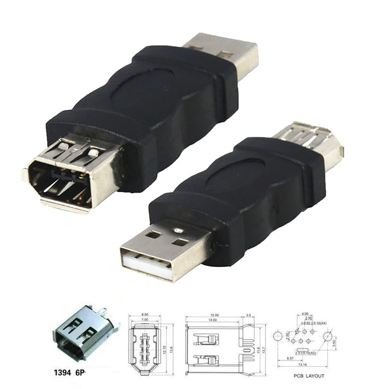 Кабель переходник OULLX USB2.0 папа мама IEEE 1394 6 контактный 6P адаптер шины Firewire F/M для