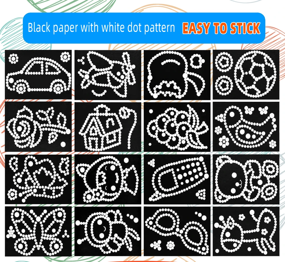 Children DIY Cartoon Dot Puzzle Colorful Cute Animal  Learning Early Education Toys Primary Mosaic Sticker Games for Kids Gifts