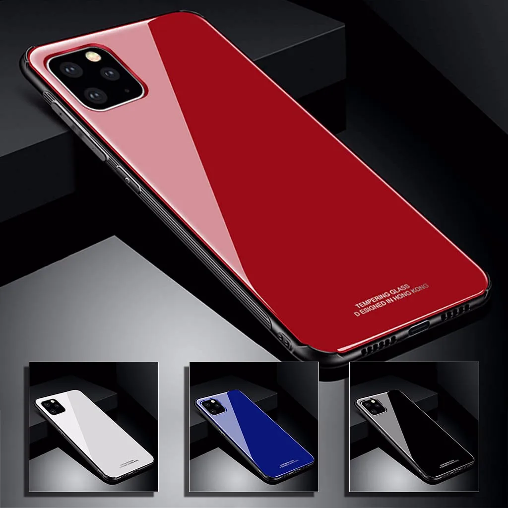 Чехол для IPhone 11 Pro Max 6,5 дюймов стильный прочный Чехол из закаленного стекла зеркальный Жесткий Чехол резиновый чехол