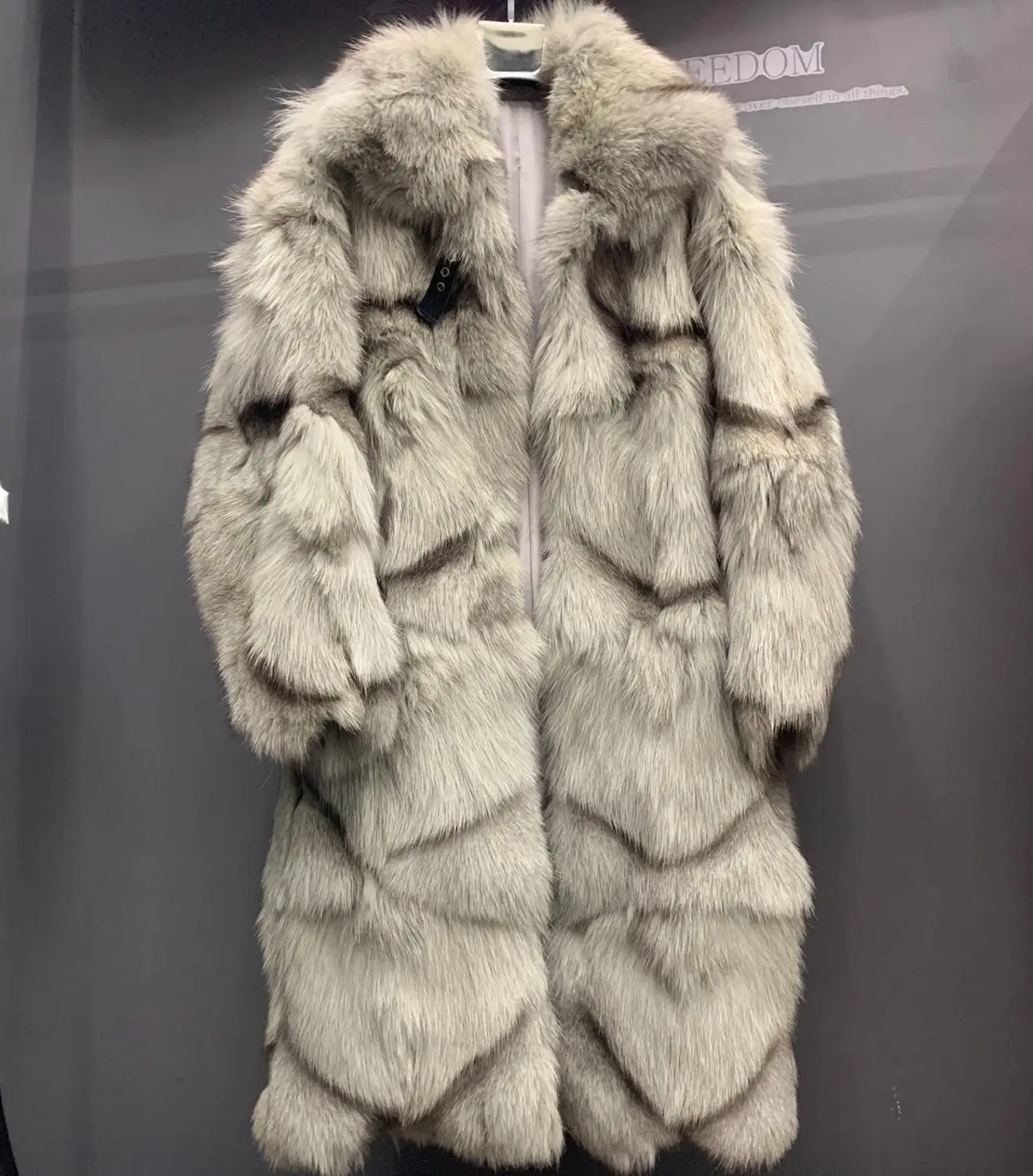 Женское пальто из натурального Лисьего меха, длинное теплое зимнее пальто выше колена, верхняя одежда с отворотом - Цвет: as pictures