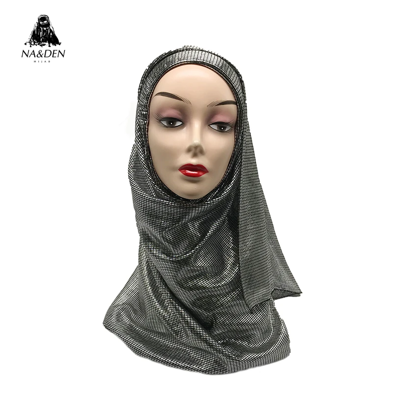 Горячая Распродажа блестящие шали твердый шарф, исламский хиджаб сверкающий Пашмина мусульманский головной платок бандана блеск глушитель хиджаб 10 шт \ Лот