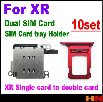 

10set Replacement For iPhone XR Dual SIM Card Reader Flex Cable +SIM Card tray Holder Slot Adapter