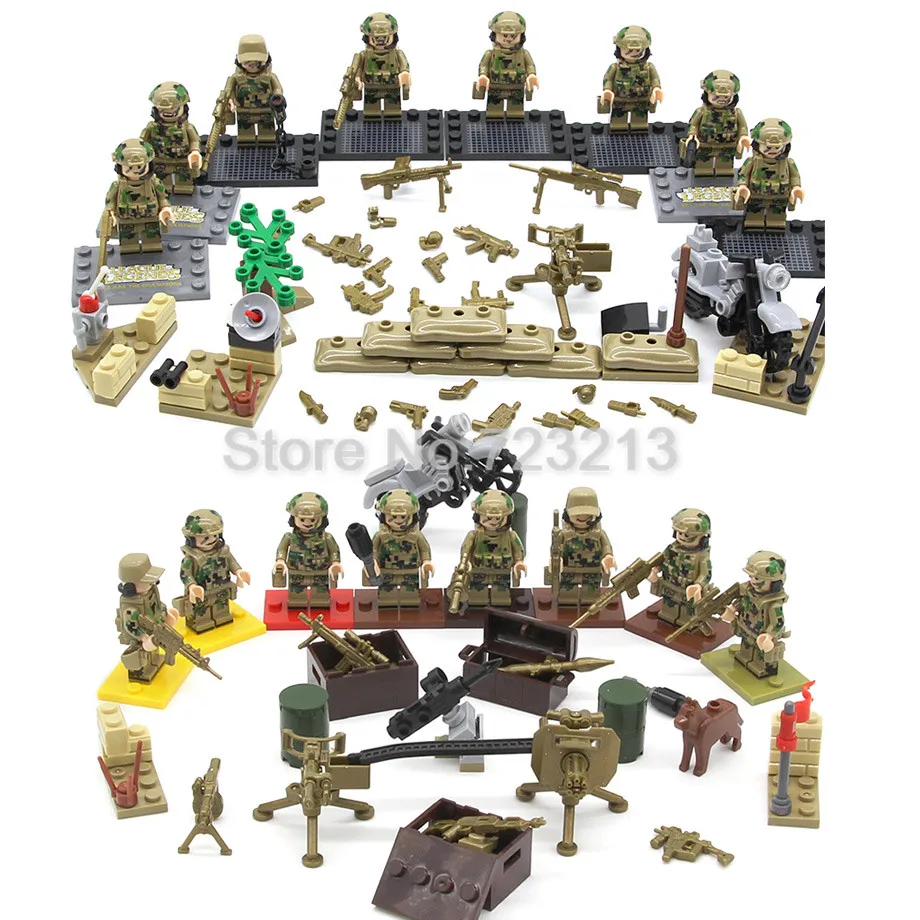 

SWAT Military Figure Set Weapon Marine Corps Army Soldiers Special Forces Police Building Blocks Sets Bricks Toys Legoing