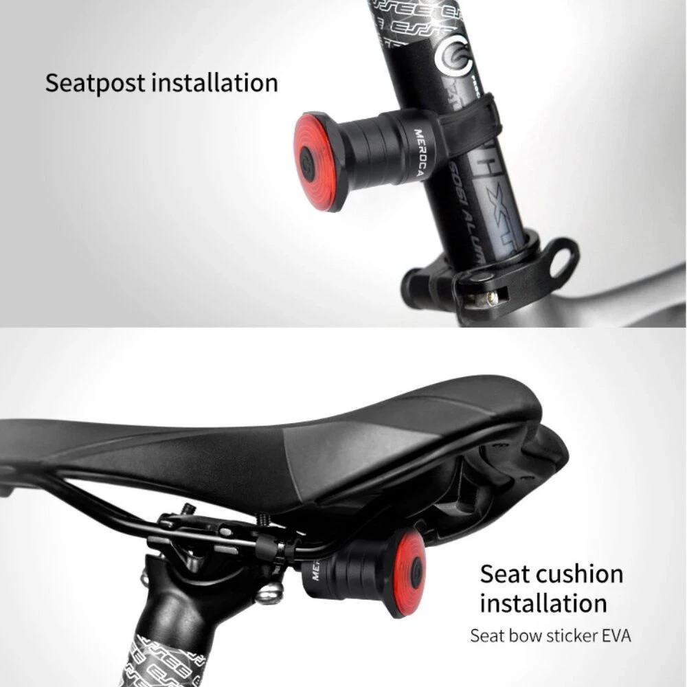 MEROCA Rear Light Bicycle Smart Sensor Brake Tail Light Rechargeable Lamp Taillight MTB Bicycle lantern Cycling Bike Accessories