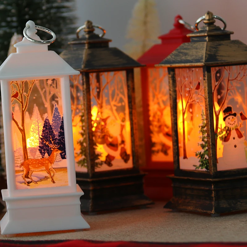 Рождество Винтаж Санта Снеговик светодиодный разрисованные лампы ветер свет Висячие Подвески Свеча Свет домашний сад Декор Kerst вечерние поставки