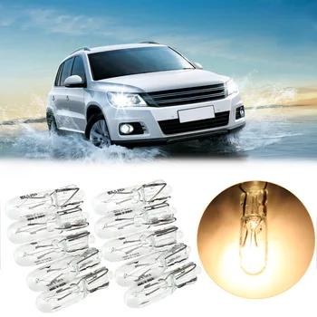 

10pcs T5 286 Halogen Bulb Side Wedges Lights Light Source Car Instrument Lamp 12V Warm White Color Auto Lamps 1.2W Car-styling