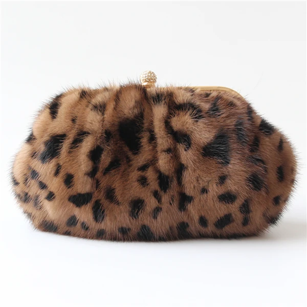 Leopard IANLAN, роскошные женские вечерние сумки, Полный Пелт, норковый мех, клатч, сумки для девушек, натуральный мех, сумки на плечо, леопардовые сумки через плечо, IL00551 - Color: Leopard
