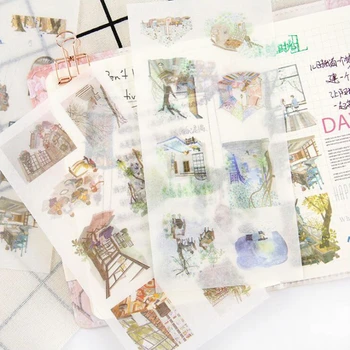 

Washi Sticker Green Life Series Decoracion Scrapbook Paper Stickers DIY Office Stationery School Supplies 6 Sheets/Bag