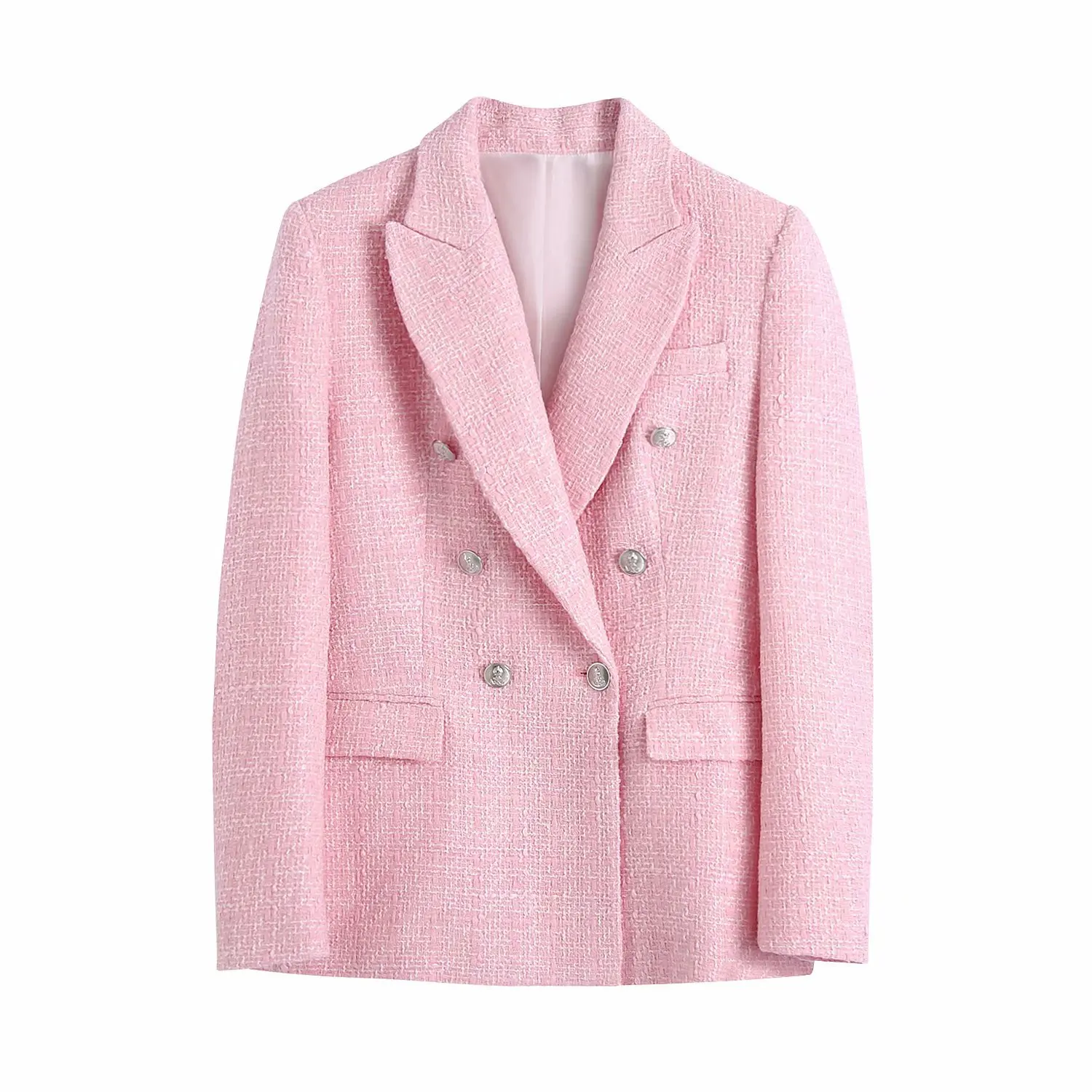 women jacket hot selling spring 2022 new lattice texture double breasted suit coat Mini Skirt pink blazer | Женская одежда
