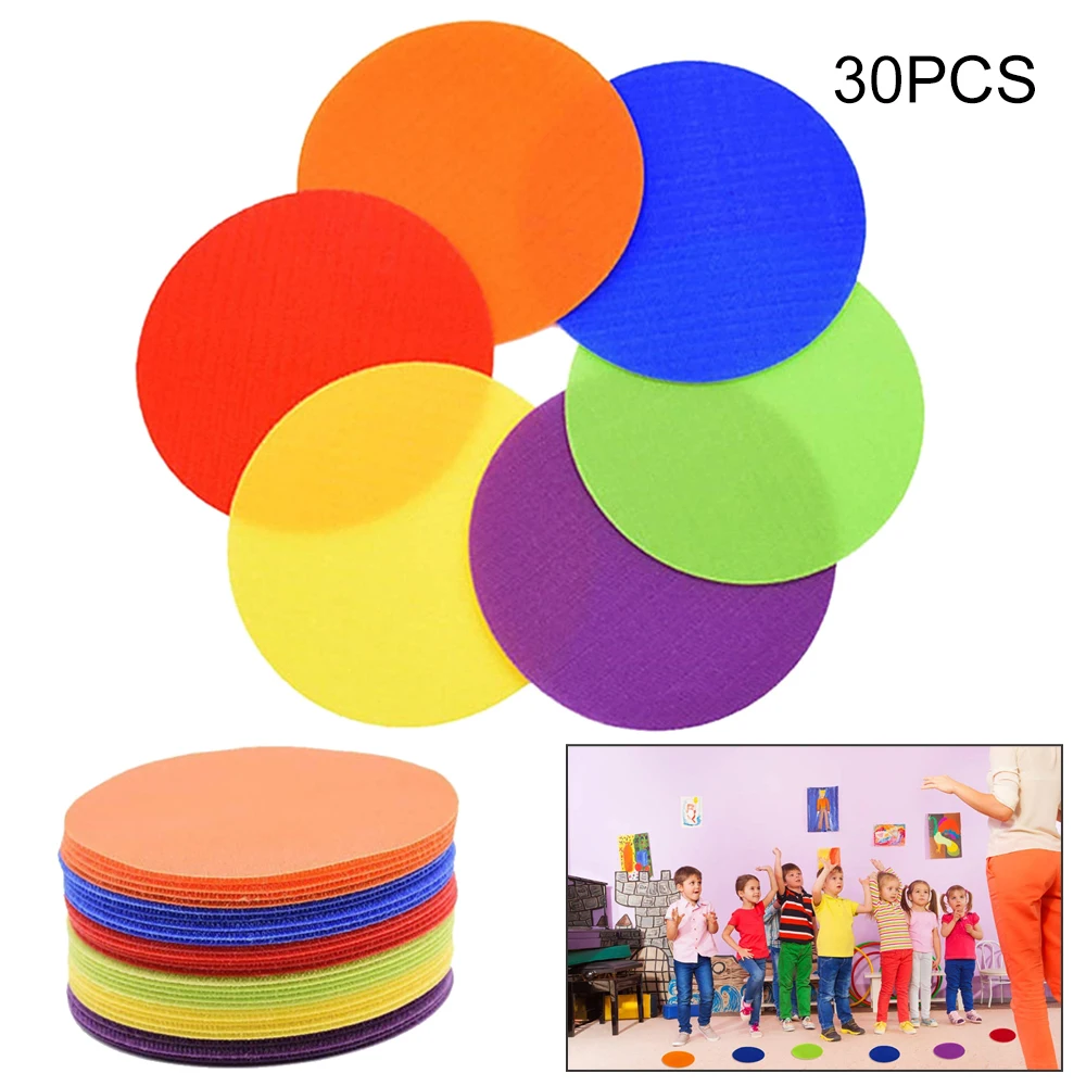  30PCS 5 Inch Carpet Spot Markers Rainbow Color Round Carpet Spots Marker For Classroom Sport Trainn - 4000434003050