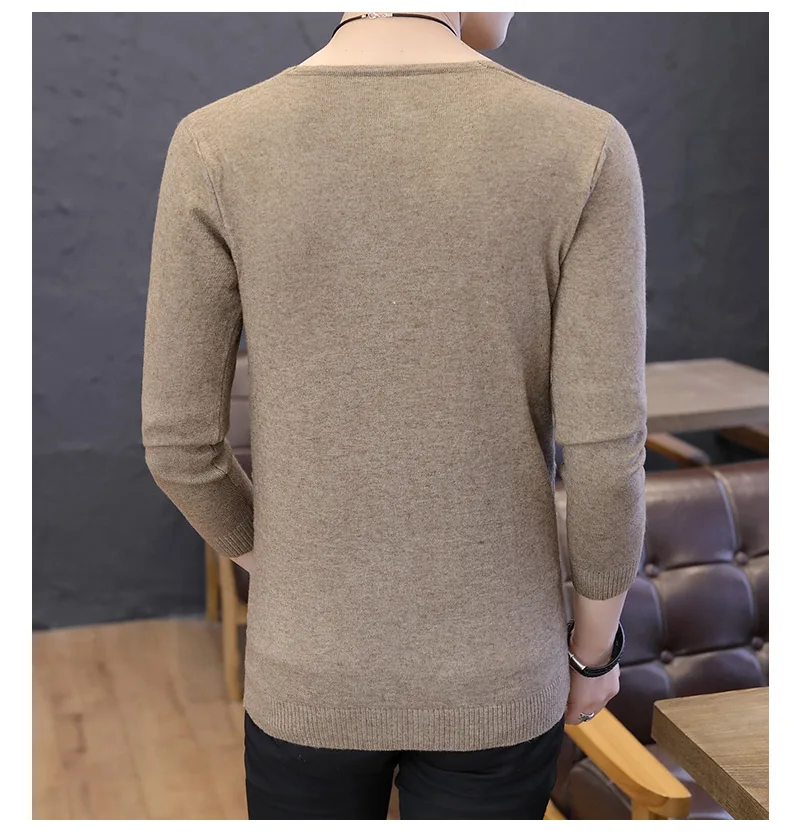 Новые осенние зимние модные брендовые повседневные мужские свитера с v-образным вырезом однотонные облегающие вязаные мужские свитера пуловеры мужские