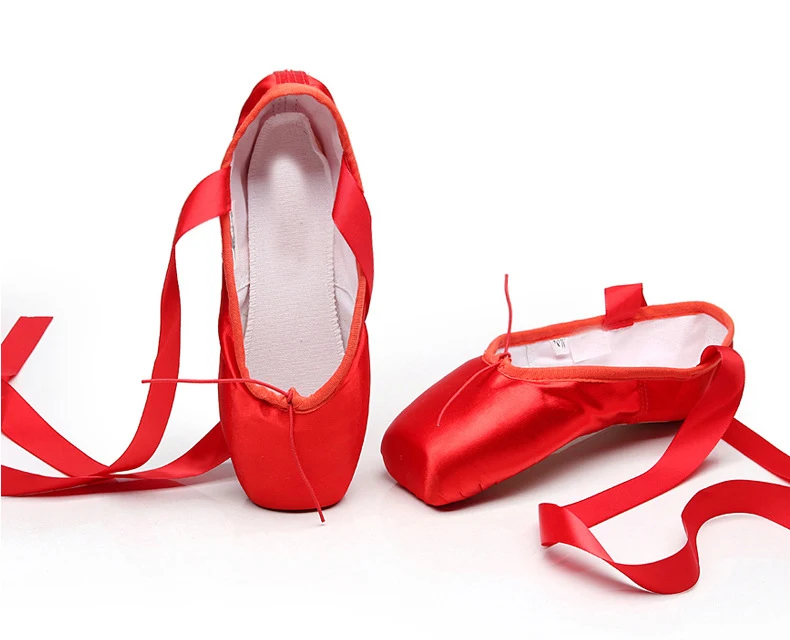 Обувь с пуантами чешки высокого качества балерина атласные балетные пуанты профессиональная обувь для танцев для женщин девушки красный балет