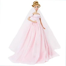 Высококачественное Кукольное свадебное платье свадебная одежда кружевной пикантный халат+ розовая одёжная вуаль для куклы Барби 12 дюймовая кукла аксессуары детская игрушка