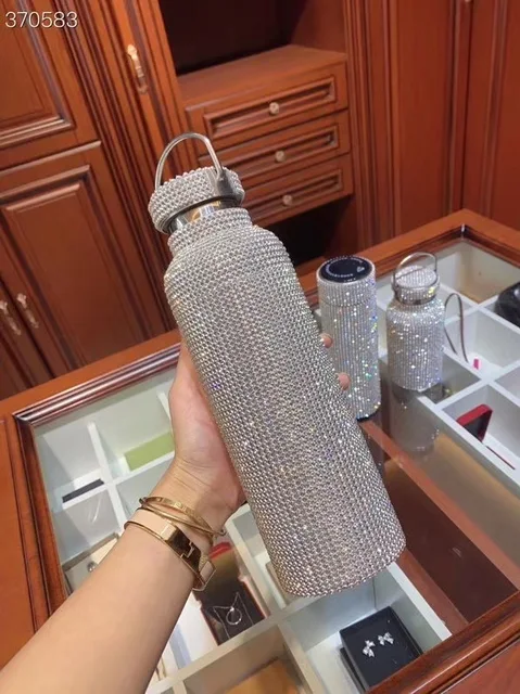 Ludlz Rhinestone Thermos Cup, Stainless Steel Thermal Bottle, High-end  Insulated Thermos Coffee Cups, Diamond Bling Vacuum Flask Mug with Hanger  Best