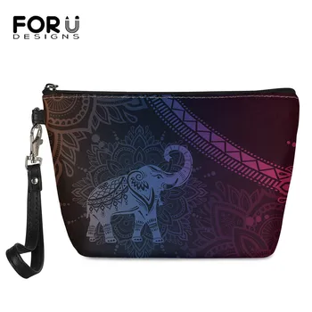 

FORUDESIGNS Vintage Cosmetic Bag For Ladies Bohemian Elephant Printing Luxury Women Makeyp Case Female Portable Organizer Bag