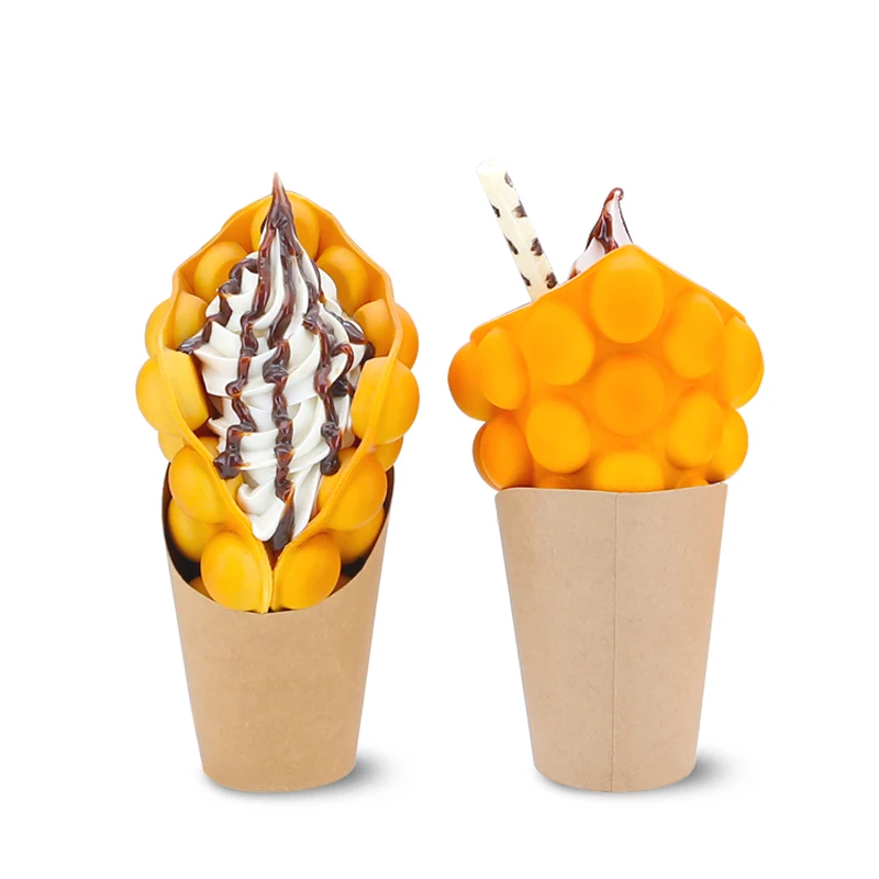 New Simulation Eggettes Puff Egg Bubble Ice Cream Waffle Model  Sample Dessert Display Fake Food Decoration