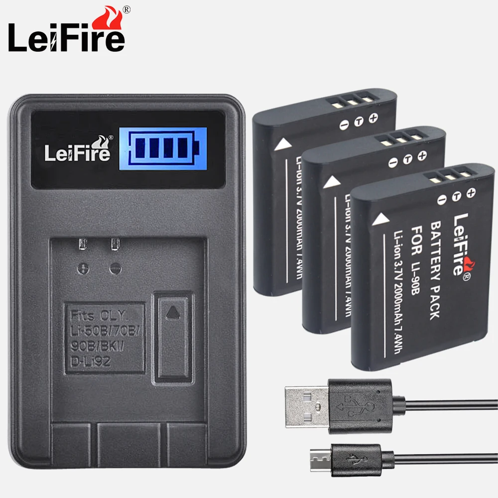 4 шт. в комплекте LI 90B 92B батареи + зарядное устройство USB с ЖК дисплеем для