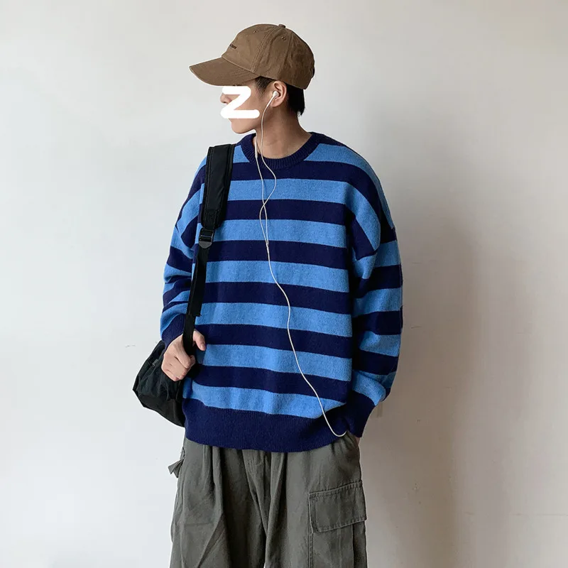 Winter Striped Sweater Men Warm Fashion Pullover Men Contrast Color Casual Knit Sweter Loose Long-sleeved Sweaters Man Clothes Winter Striped Sweater Men Warm Fashion Pullover Men Contrast Color Casual Knit Sweter Loose Long-sleeved Sweaters Man Clothes