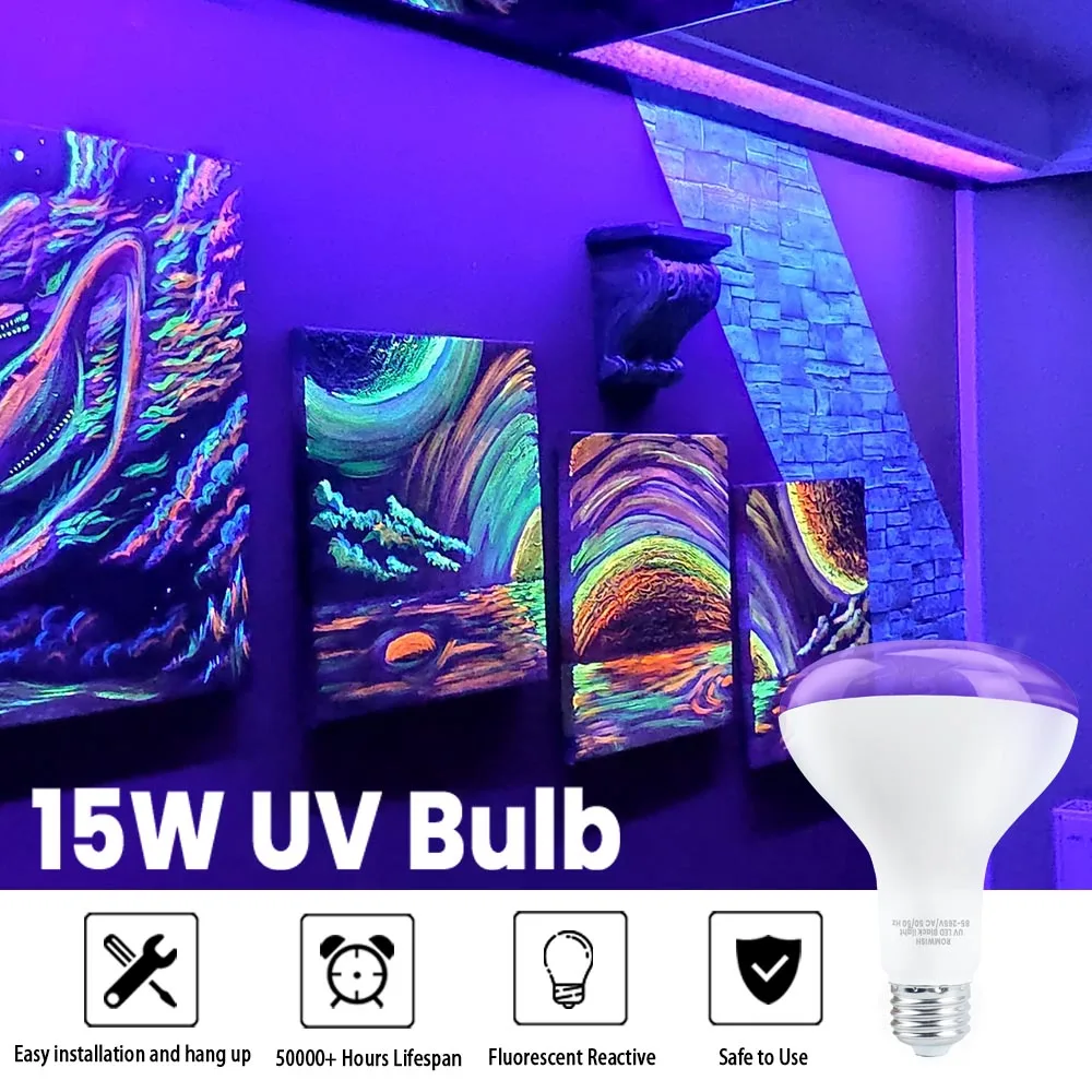 

SHOPLED E27 Led UV Light Bulb 15W Led Bombilla AC85-265V Atmosphere Lamp Led Bubble Ball Bulb Birthday Party Decorative Lights