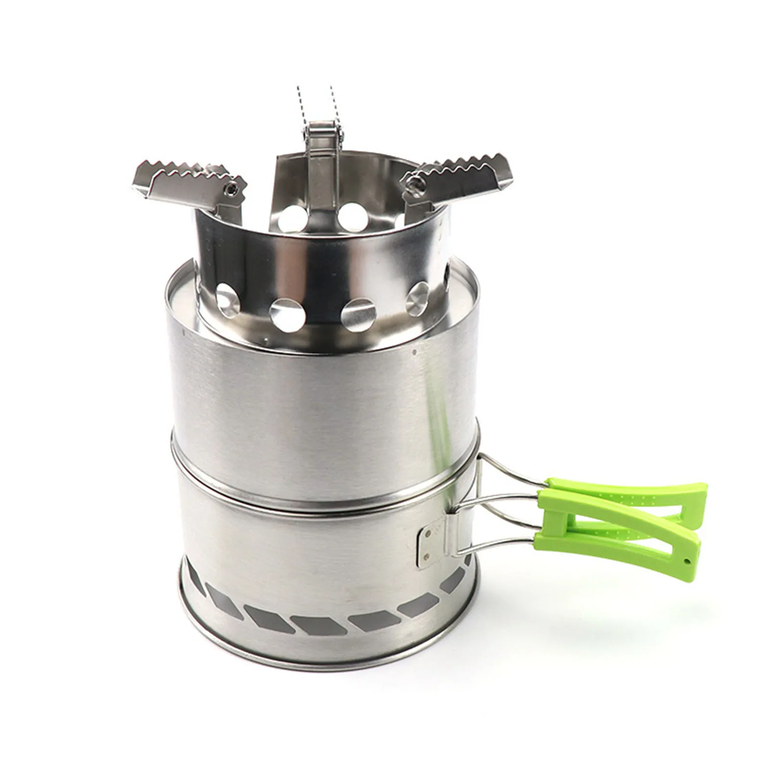

Outdoor Hiking Camping Stove Cookware Stainless Steel Portable Cooking Tableware Picnic BBQ Wood Burning Stove Cooking Supplies