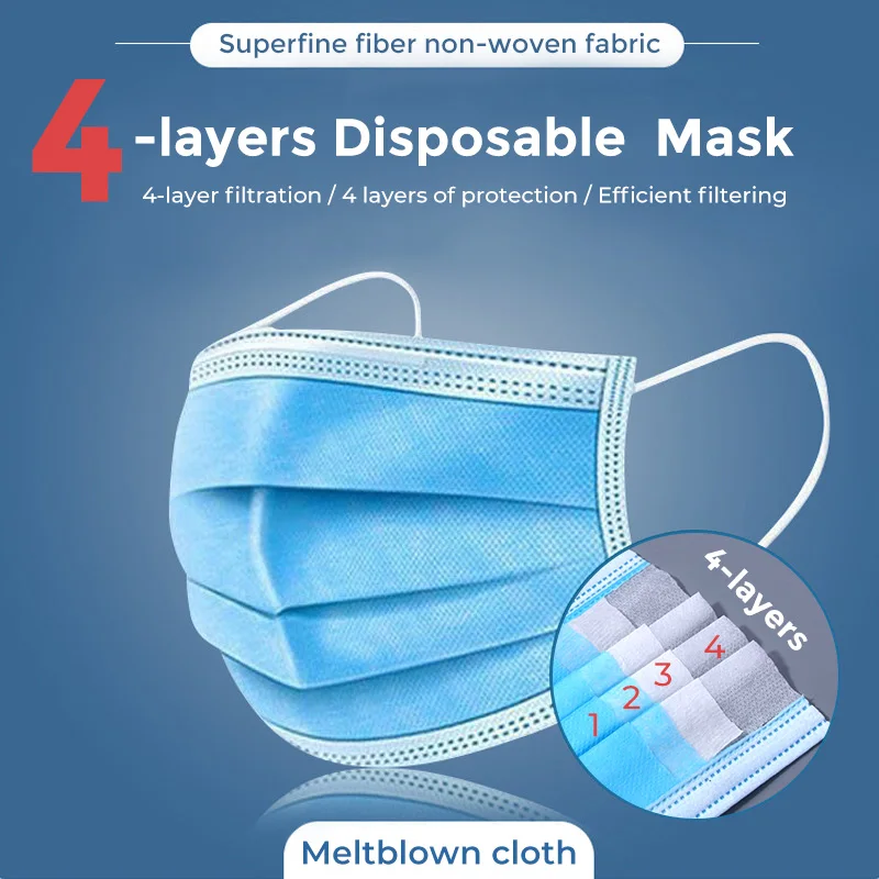 1 pcs Individually Packaged Disposable Face Mask 4 Layers Anti Virus Bacterial Flu Masks Adult Soft Safe Mouth | Красота и здоровье