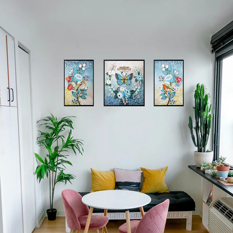 

3Pcs 5D DIY Diamond Painting Animal Full Square Round Diamond Embroidery Cross Stitch Butterfly Pictures Of Rhinestones Wall Art