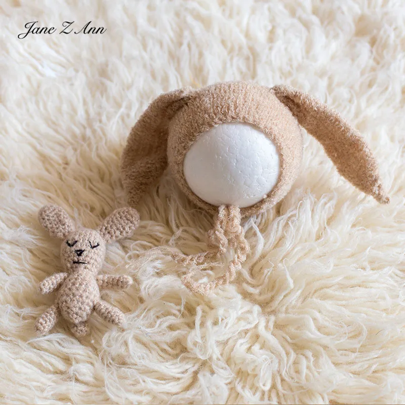 Jane Z Ann Baby Hat Doll Studio новорожденный/100 дней детский костюм для фотосессии вязаная шапка ручной работы+ кролик 2 цвета