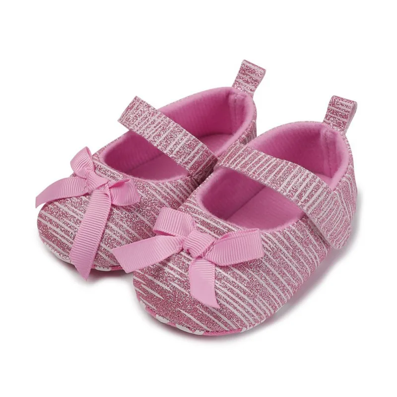 Infant First Walking Girls Shoes Bowknot Soft Baby Girl Shoes Baby First Walks Toddler Shoes Non-slip Newborn Baby Shoes