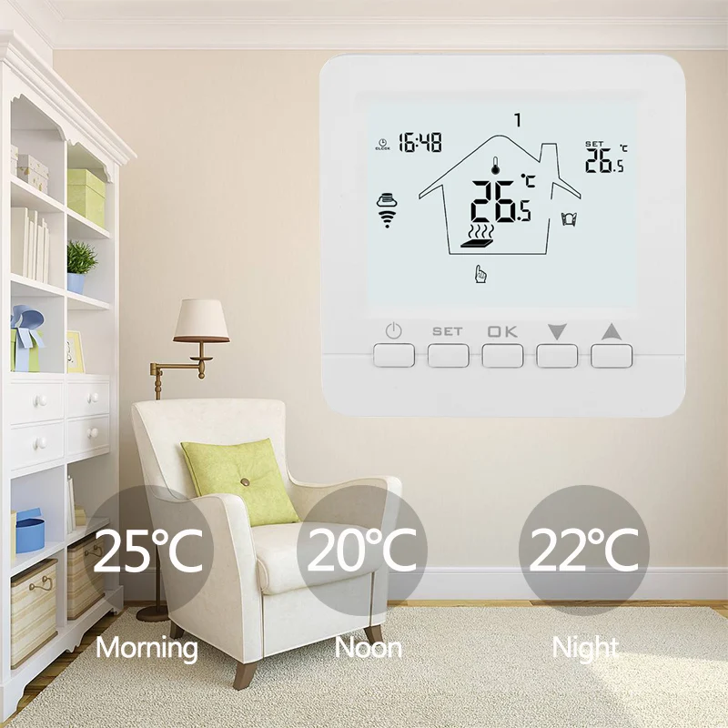 Wi-Fi термостат контроллер температуры Электрический пол Отопление программируемые термостаты работает с Alexa Google Home
