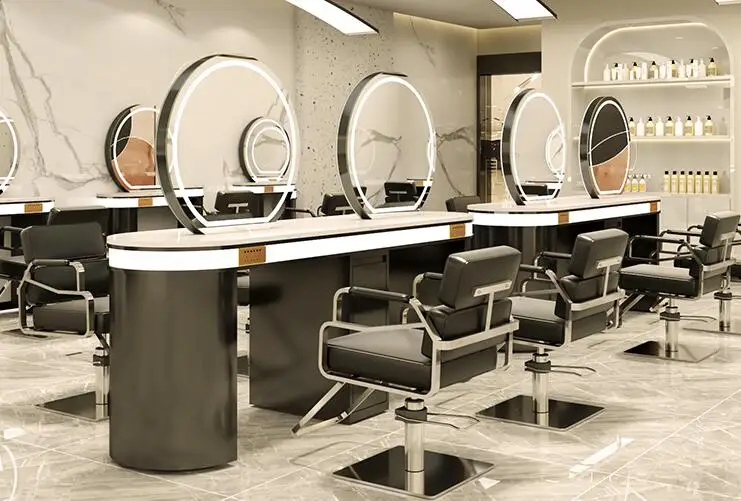 Barbershop mirror Hair salon dedicated floor ironing and dyeing table Hair salon hair cutting mirror