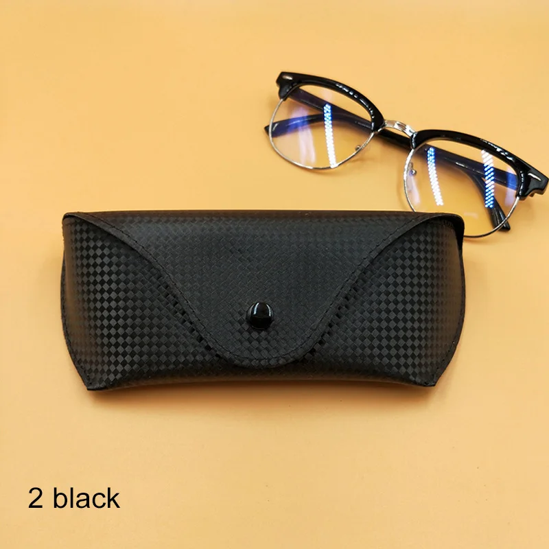 2 black Sunglasses Case Soft PU Leather 1Pcs Portable Eyeglass Accessories Oversize Glasses Box Fold-able - Color: 2 black