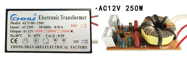 2022 Sufficient Power Electronic Transformer For Halogen Lamp light AC 12V 20W 50W 60W 160W 200W 250W Optional 250w