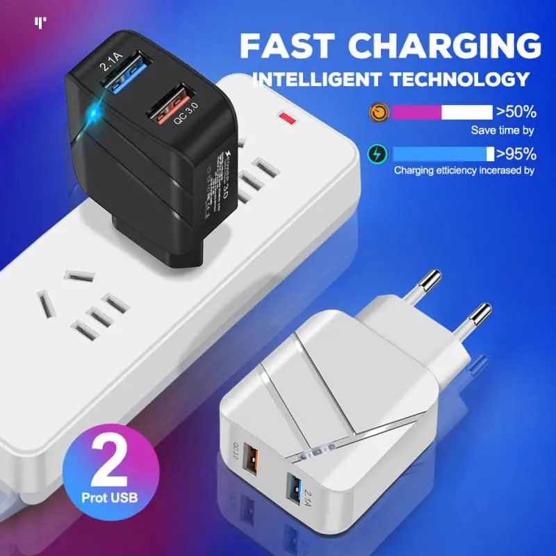 USB Charger 28W Fast Charging 18W Quick Charge 3.0 LED Display EU Wall Adapter For Iphone 11 Samsung A50 Xiaomi Redmi New